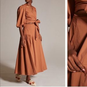 NWT Anthropologie Mon Ren Rust Wrap Dress